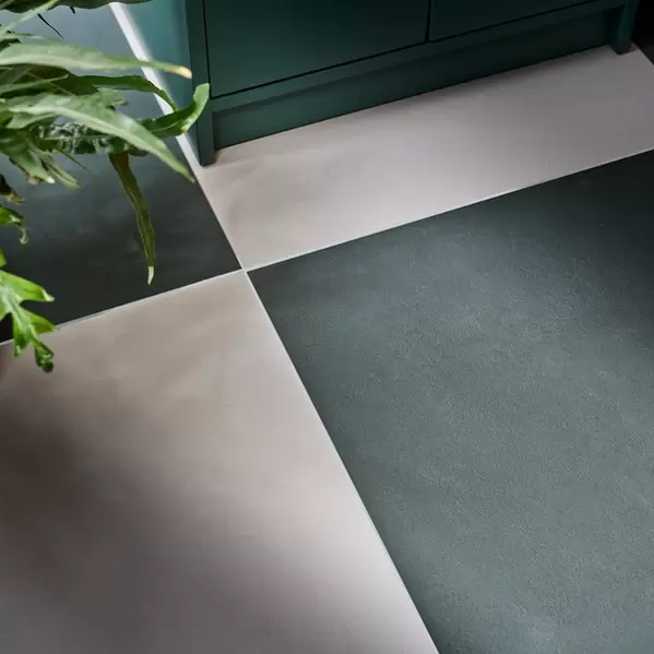 green and white floor tiles