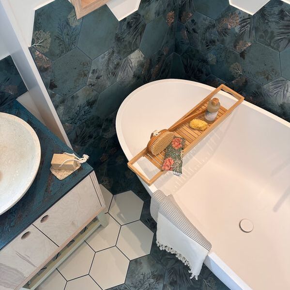 hexagon bathroom tile options